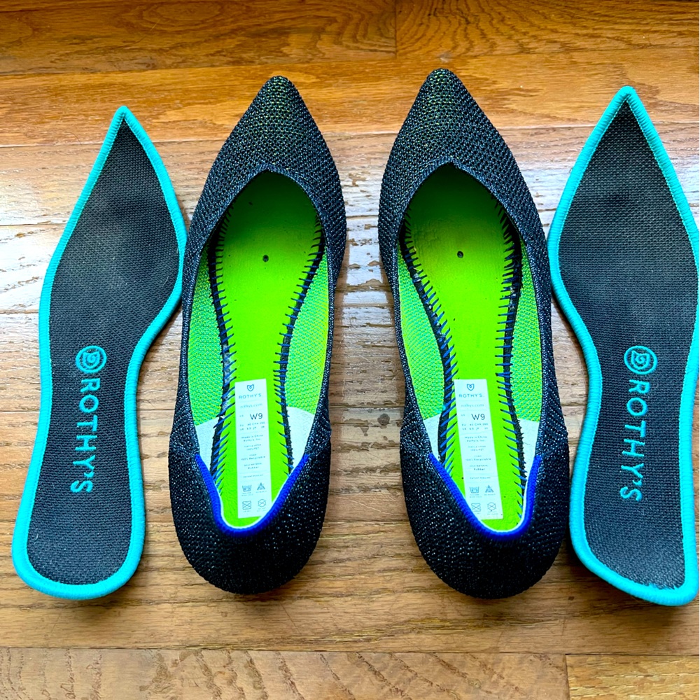 Rothy's Navy and Lime Green The Pointe